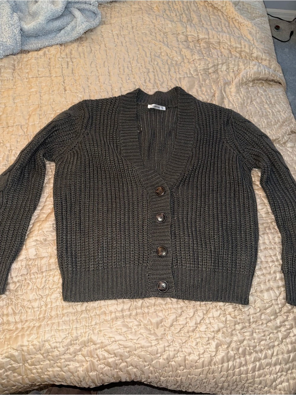 Cozy V-Neck Button Cardigan Sweater - Dark Gray